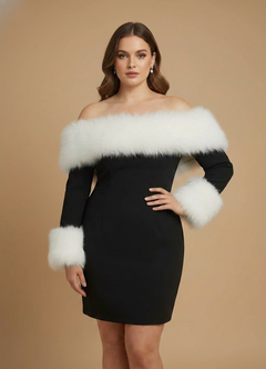 Babyboo Vittoria Fur Lined Black Mini Dress - Size Medium
