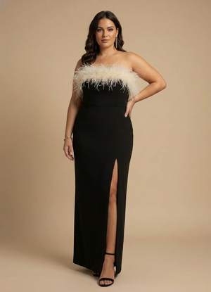 House of CB Maxi Dress with Fur - Size L+
