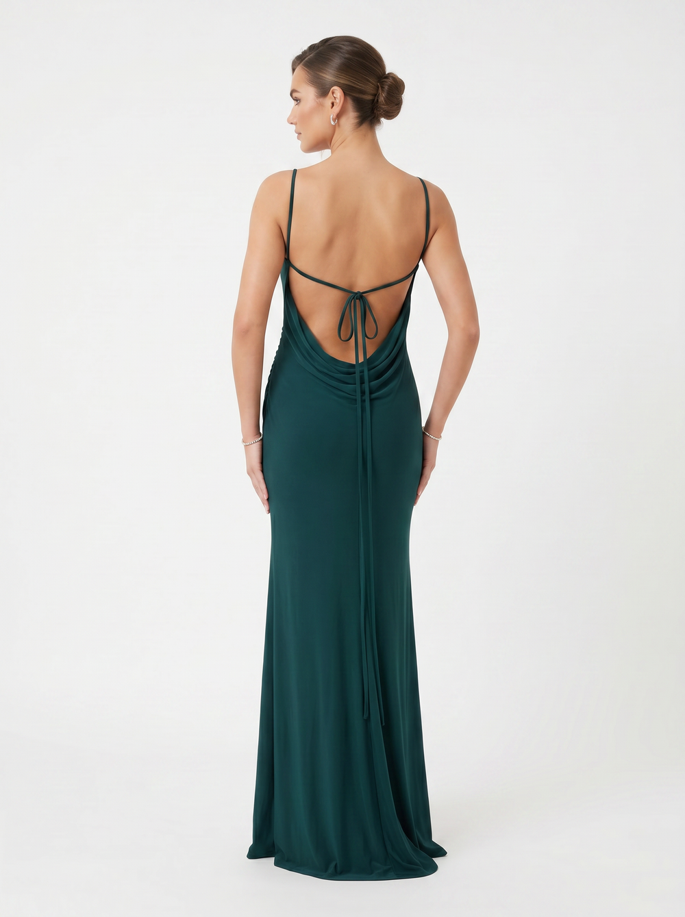 Club L London Dynasty Dark Green Asymmetric-Neck Maxi Dress - Size 16