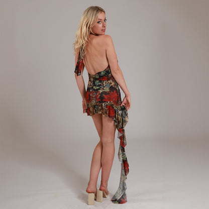 Cindy Plunge Mini Dress in Floral