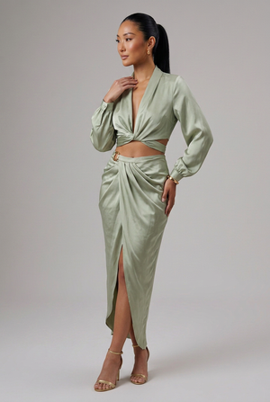 HOUSE OF CB Tosca and Constance sage satin co-ord: - Size XS