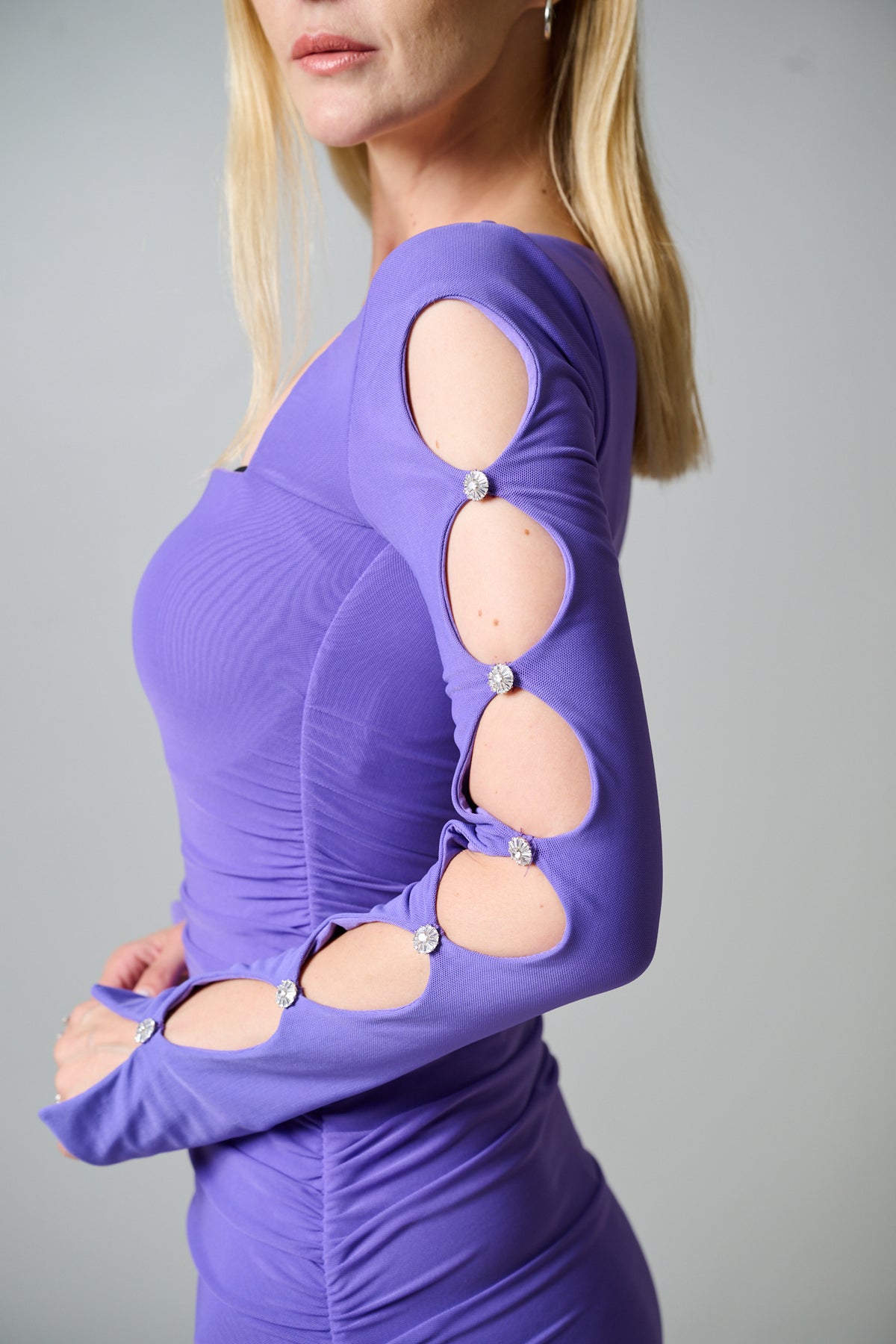 Purple Ruched Mini Dress