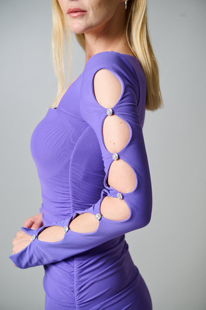 Purple Ruched Mini Dress