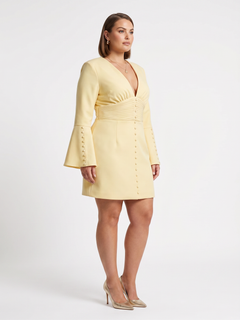 Lavish Alice LARA Fluted Sleeve Micro Shell Button Mini Dress- Size 16