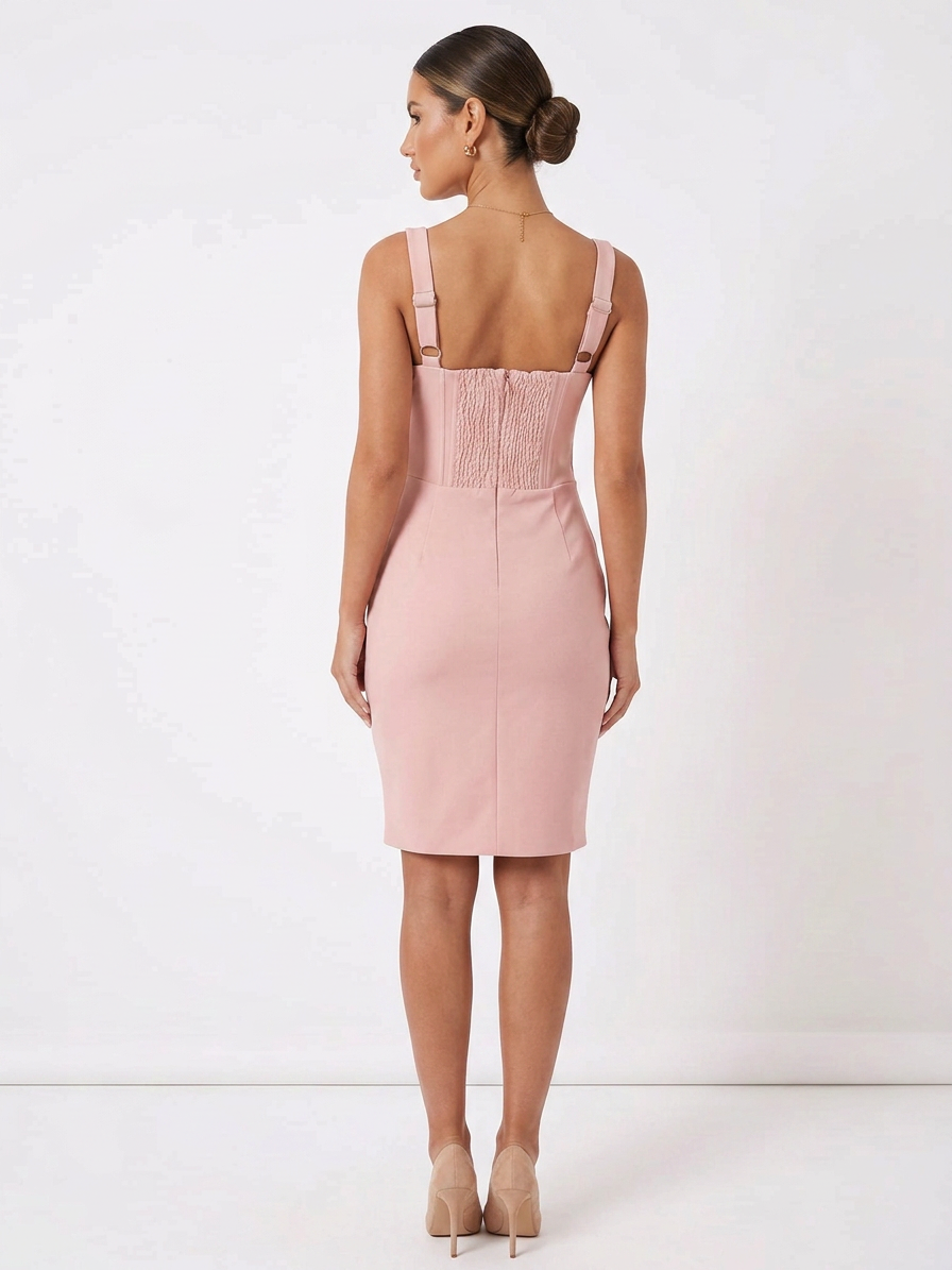 Lavish Alice Satin Corset Mini Dress in Rose Pink - Size 10
