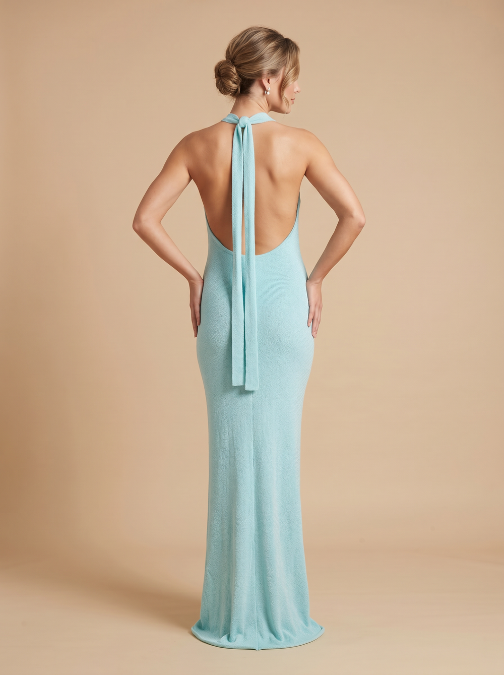 Meshki Knitted Maxi Halterneck Dress - Size Medium