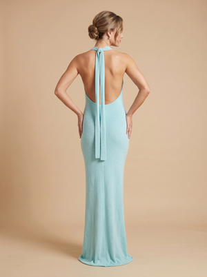 Meshki Knitted Maxi Halterneck Dress - Size Medium