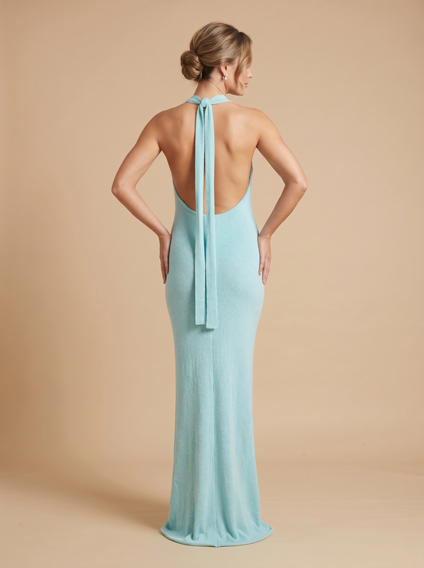 Meshki Knitted Maxi Halterneck Dress - Size Medium