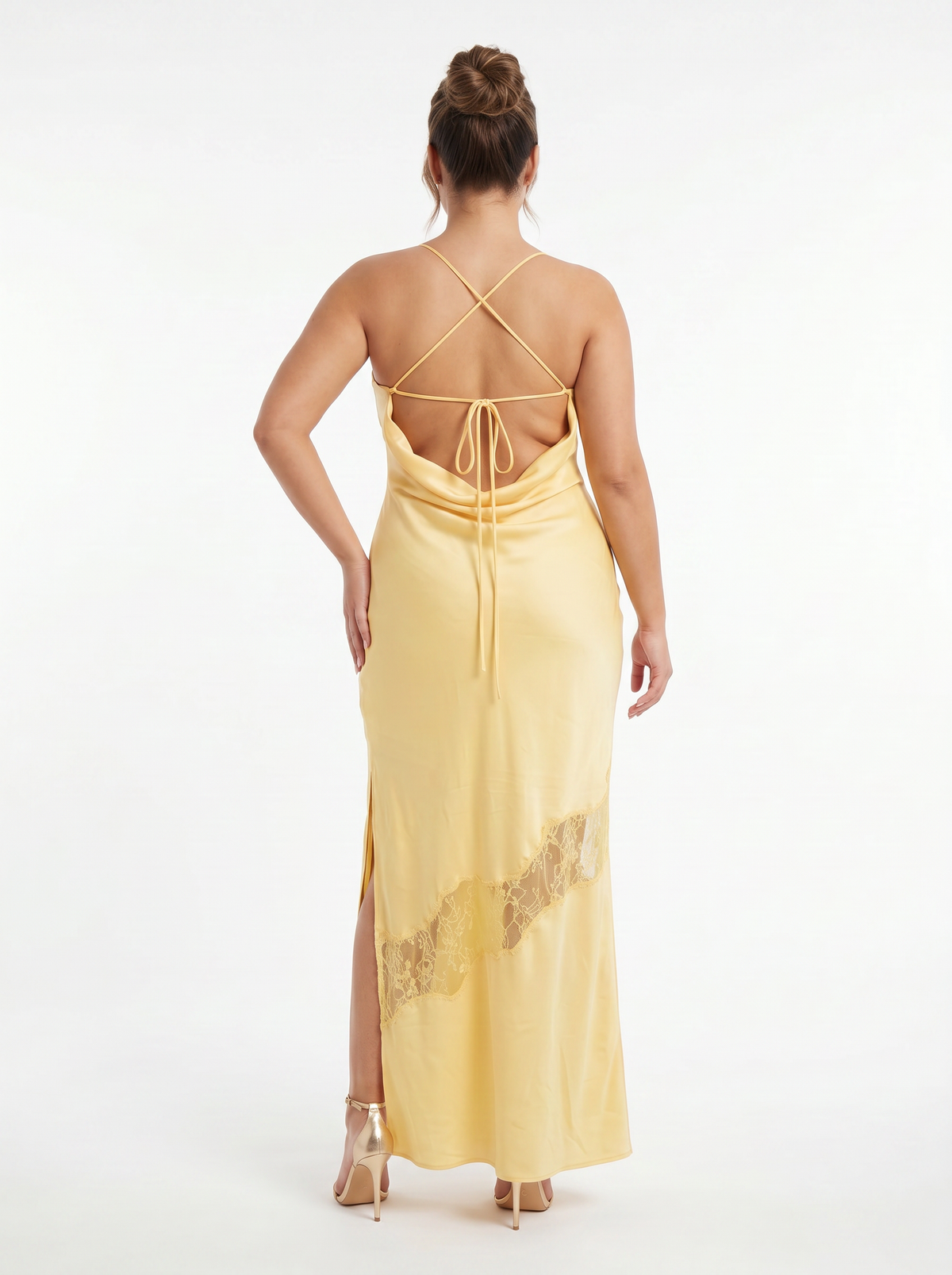 Chandra Lace Detail Satin Maxi Dress
