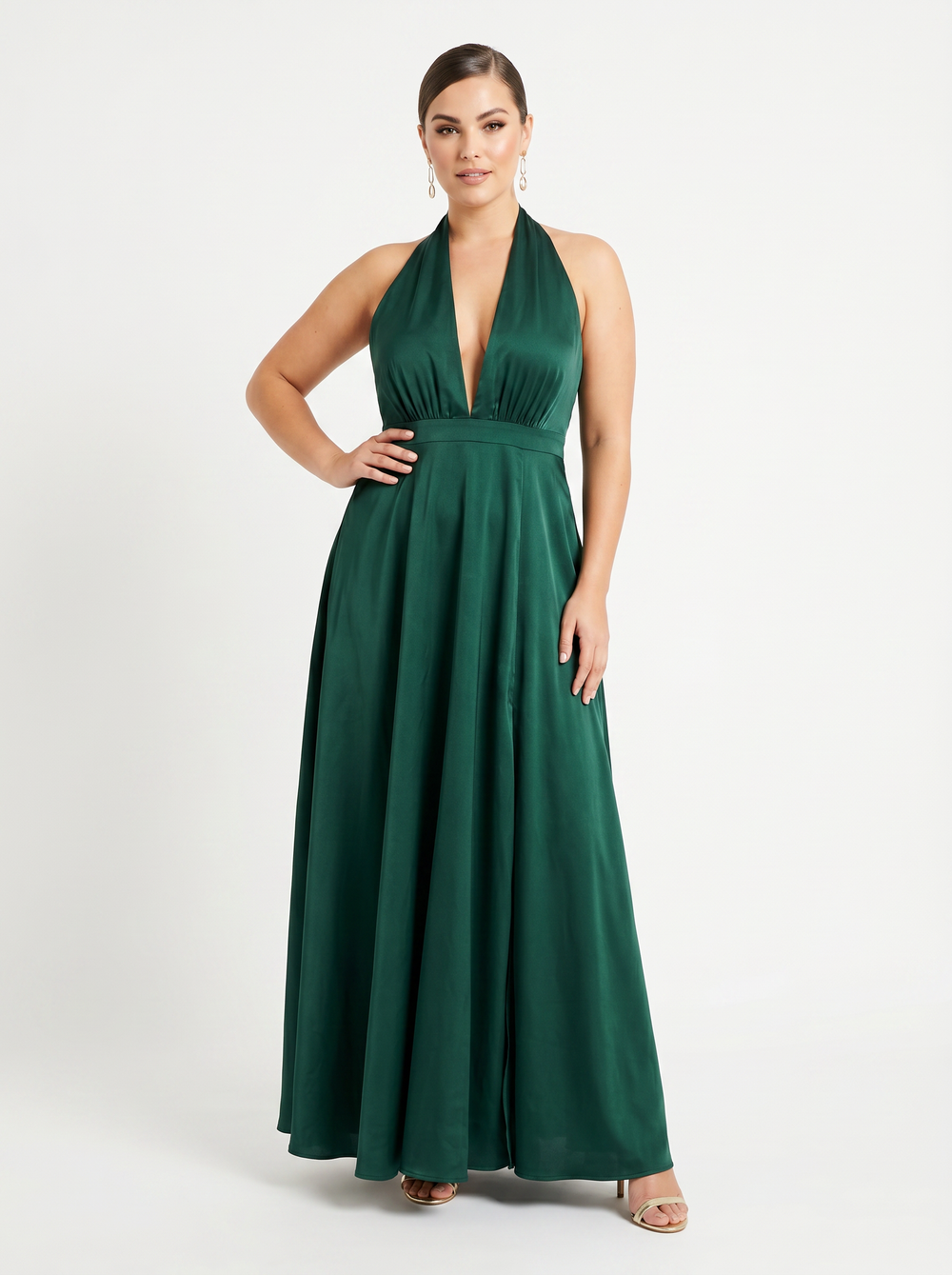 Nadine Merabi Satin Maxi Dress - Size 16
