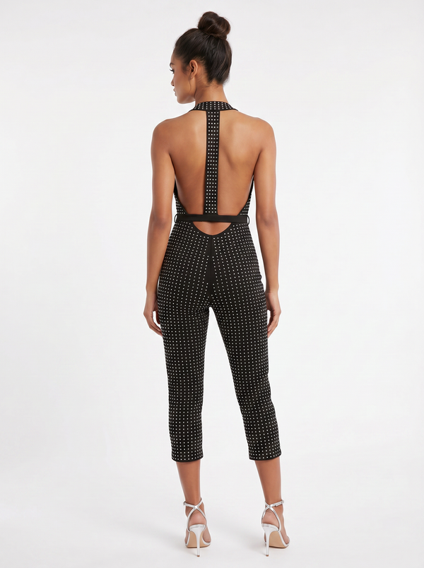 Sorelle Diamante Halterneck Capri Jumpsuit - Size 12