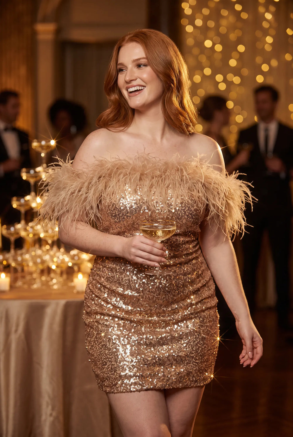 Gold Sequin Fur Dress