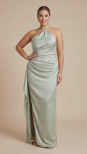Babyboo Satin Halterneck Maxi Dress - Size Large