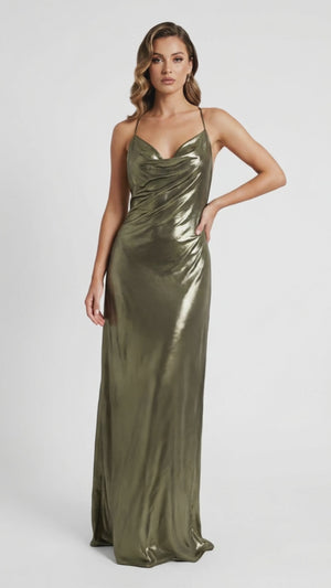 RAT & BOA Venus Bronze  Maxi Dress - Size Medium