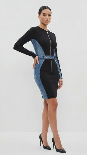 Maniere Du Voir Midi Denim Dress - Size 10