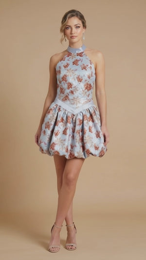 Love Shack Fancy Bubble Hem Halterneck Dress - Size 10/12
