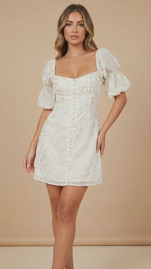 RAT & BOA Gold Polka Dot Mini Dress - Size XL