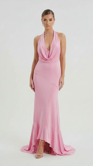 RAT & BOA Blush Pink Cowl Neck Maxi Dress - Size XL