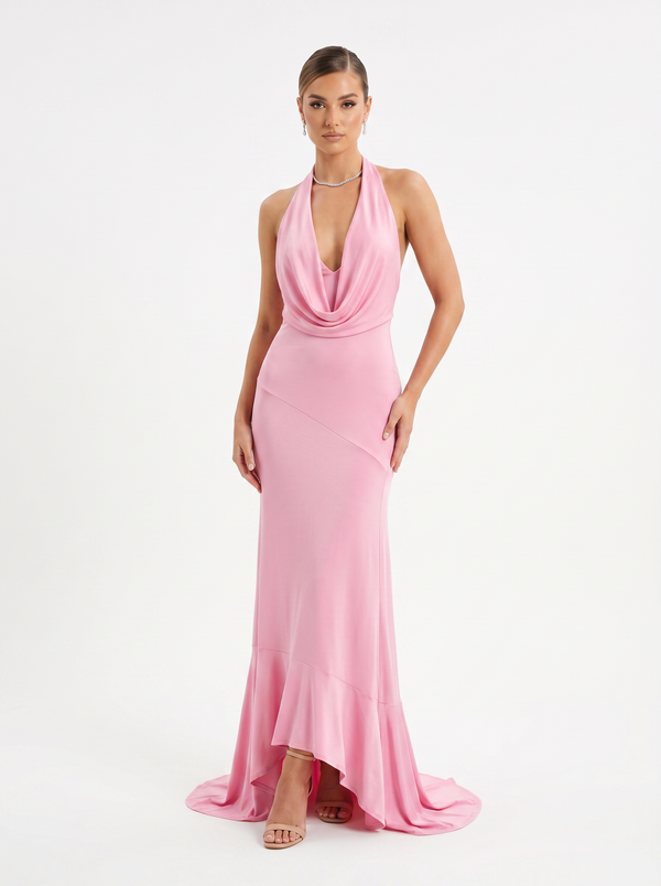 RAT & BOA Blush Pink Cowl Neck Maxi Dress - Size XL