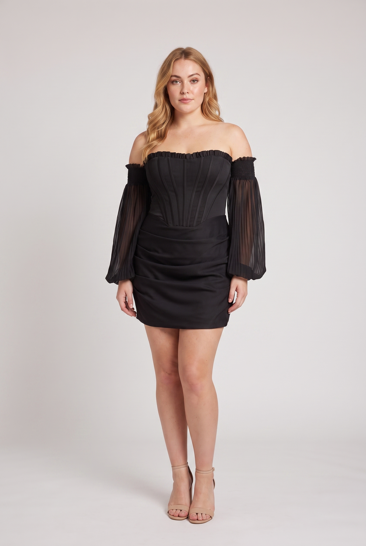 Marisa Black Satin Corset Dress