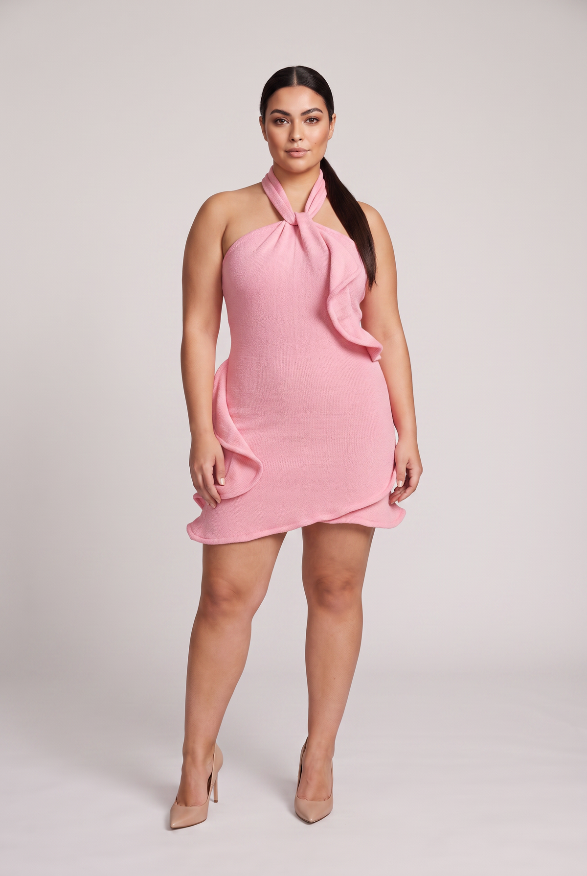 Caprice Halter Knit Mini Dress